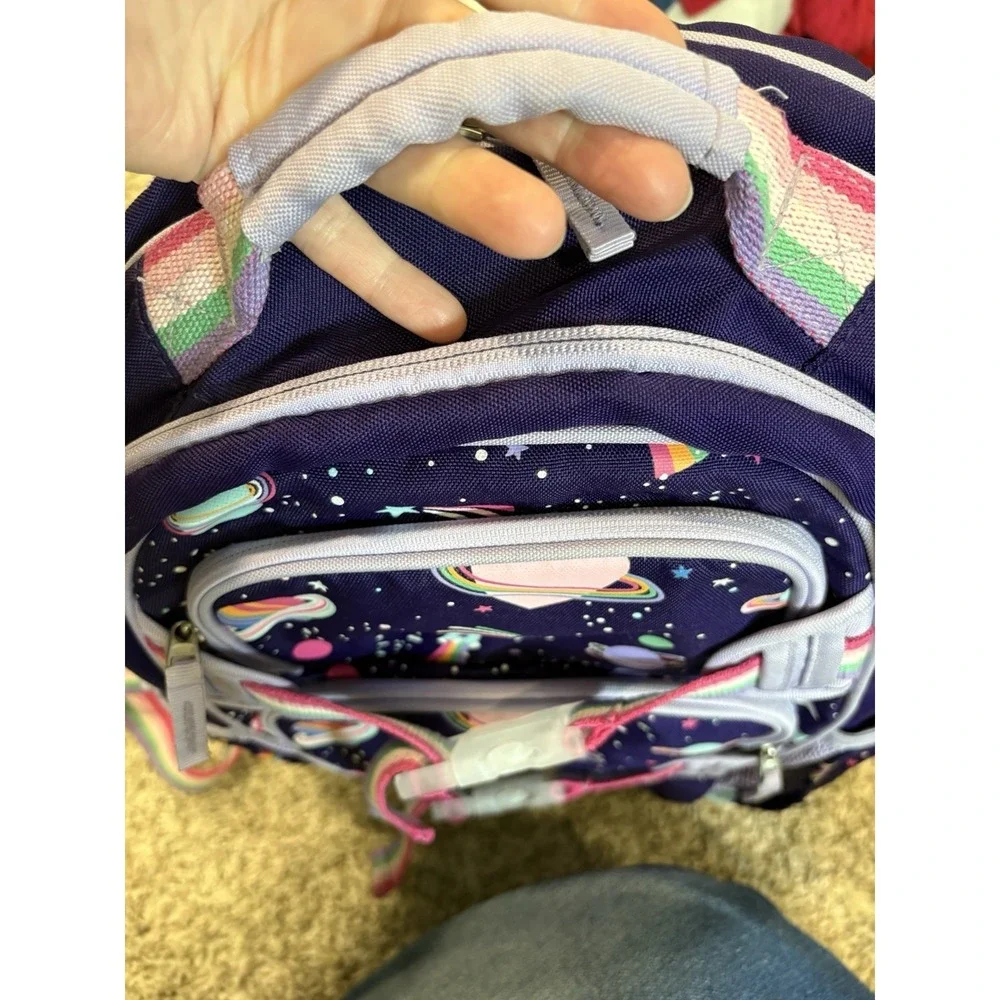 Pottery Barn Mackenzie Rainbow Heart Galaxy Glow-in-the-Dark Large Backpack RUBY